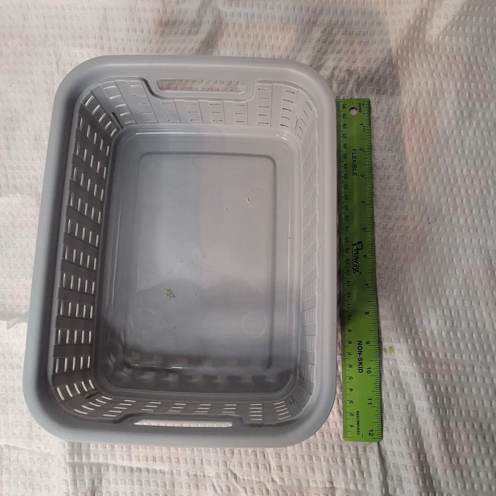 Sterilite Gray Plastic Storage Baskets Set of 2 Rectangular Ventilated‎ Bins